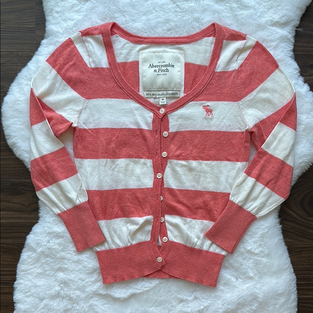 Y2K Vintage Abercrombie & Fitch Striped Cardigan Cashmere Cotton size M